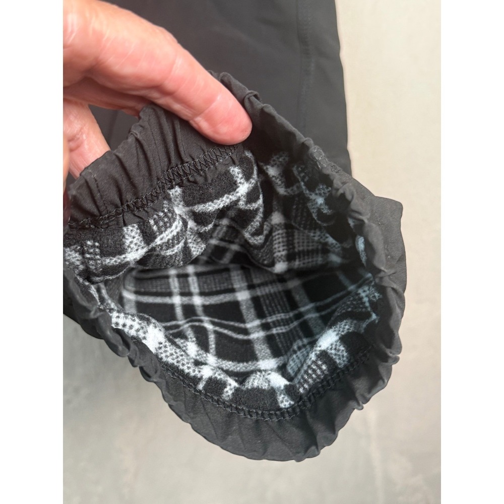 Eddie Bauer Fleece Lined Jogger Pants Women 8 Black Plaid Hiking Utility Cargo - Picture 10 of 13